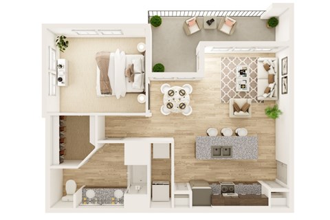 Floor plan for 1 bed, 1 bath, 820 sqft
